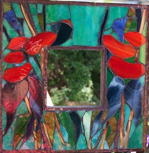 Mosaic Mirror with Poppies